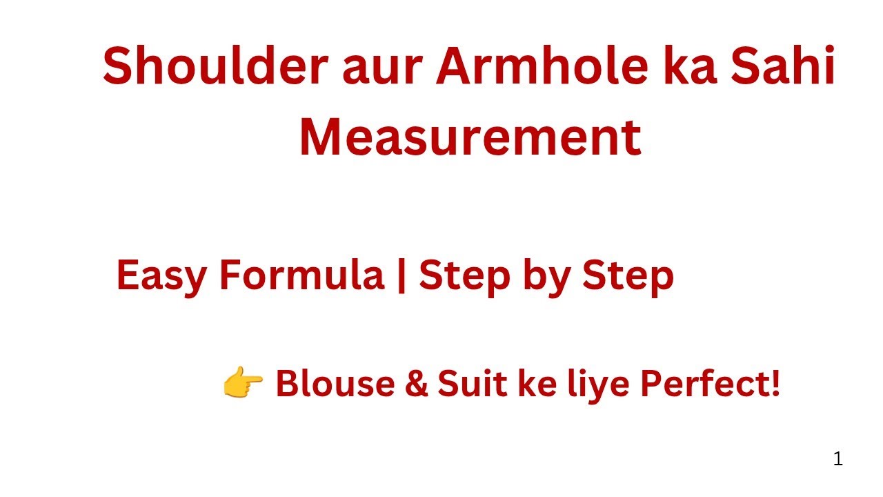 Shoulder & Armhole Measurement | Easy Formula | Blouse & Suit ✅ 