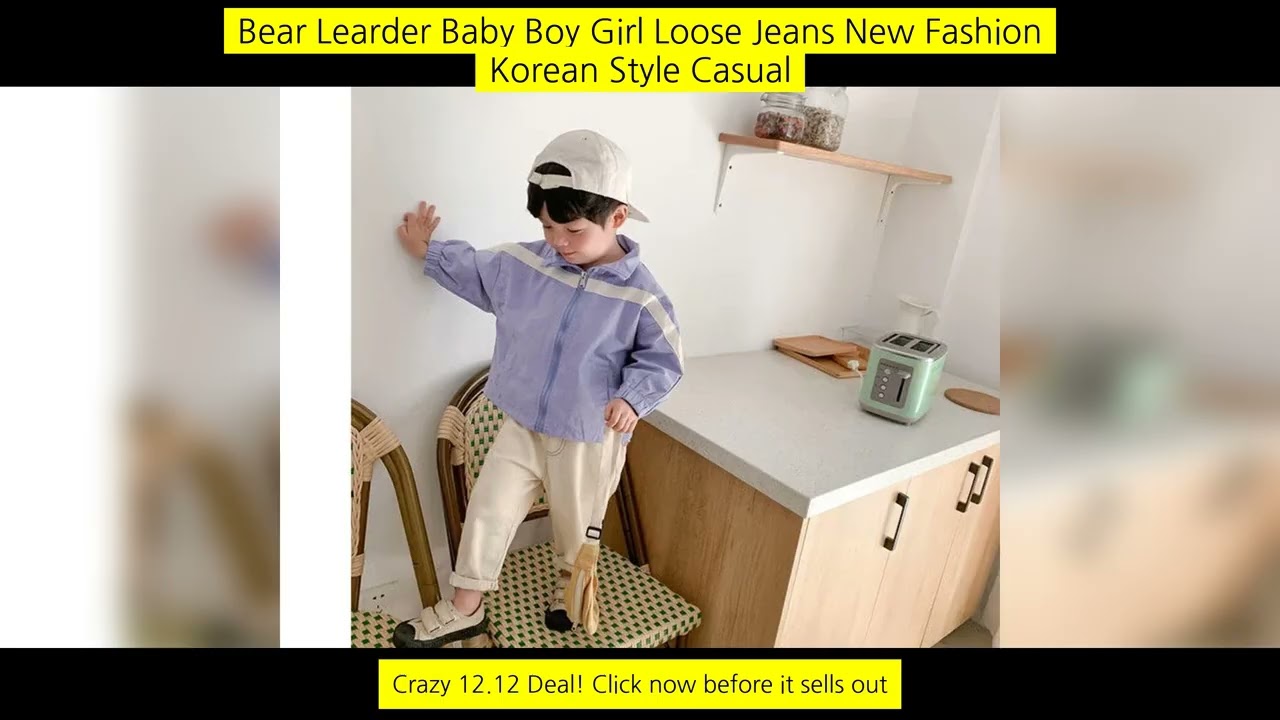 Bear Learder Baby Boy Girl Loose Jeans New Fashion Korean Style Casual Solid