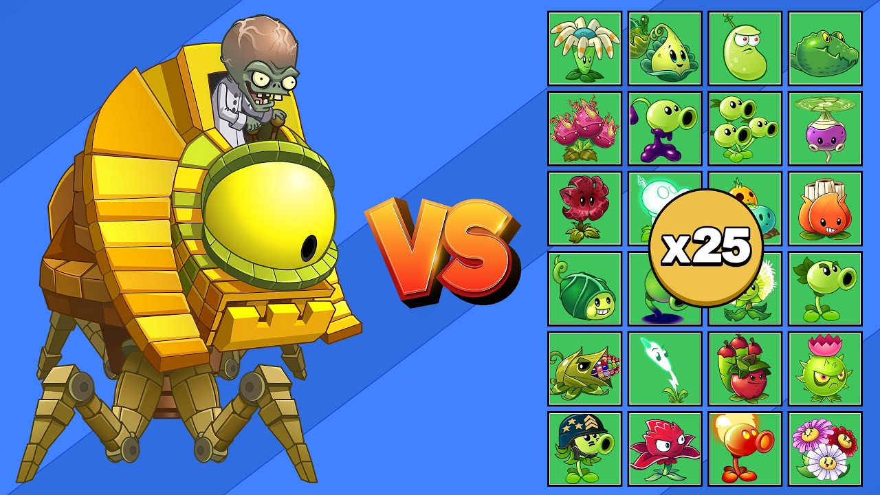 ZOMBOT ESFINGE LETAL vs TODAS LAS PLANTAS X25 | Plants vs Zombies 2