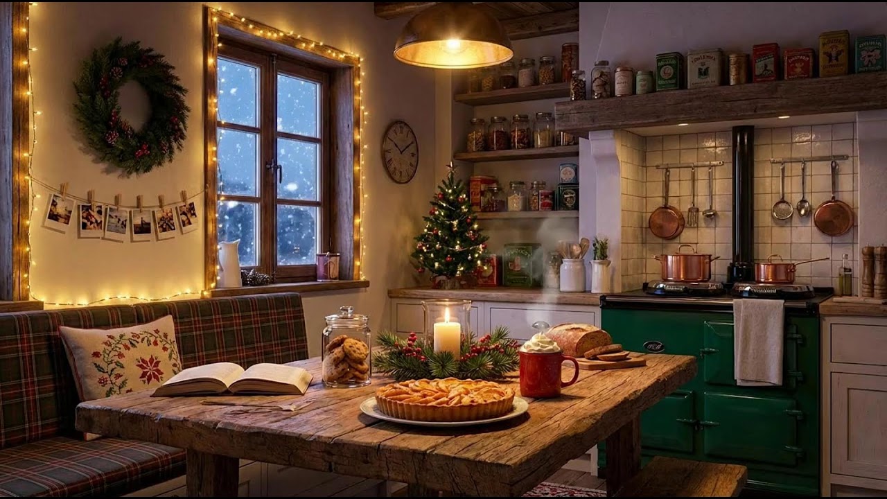 It’s Snowing Outside ❄️ Oldies Playing in Another Room & Cozy Fireplace