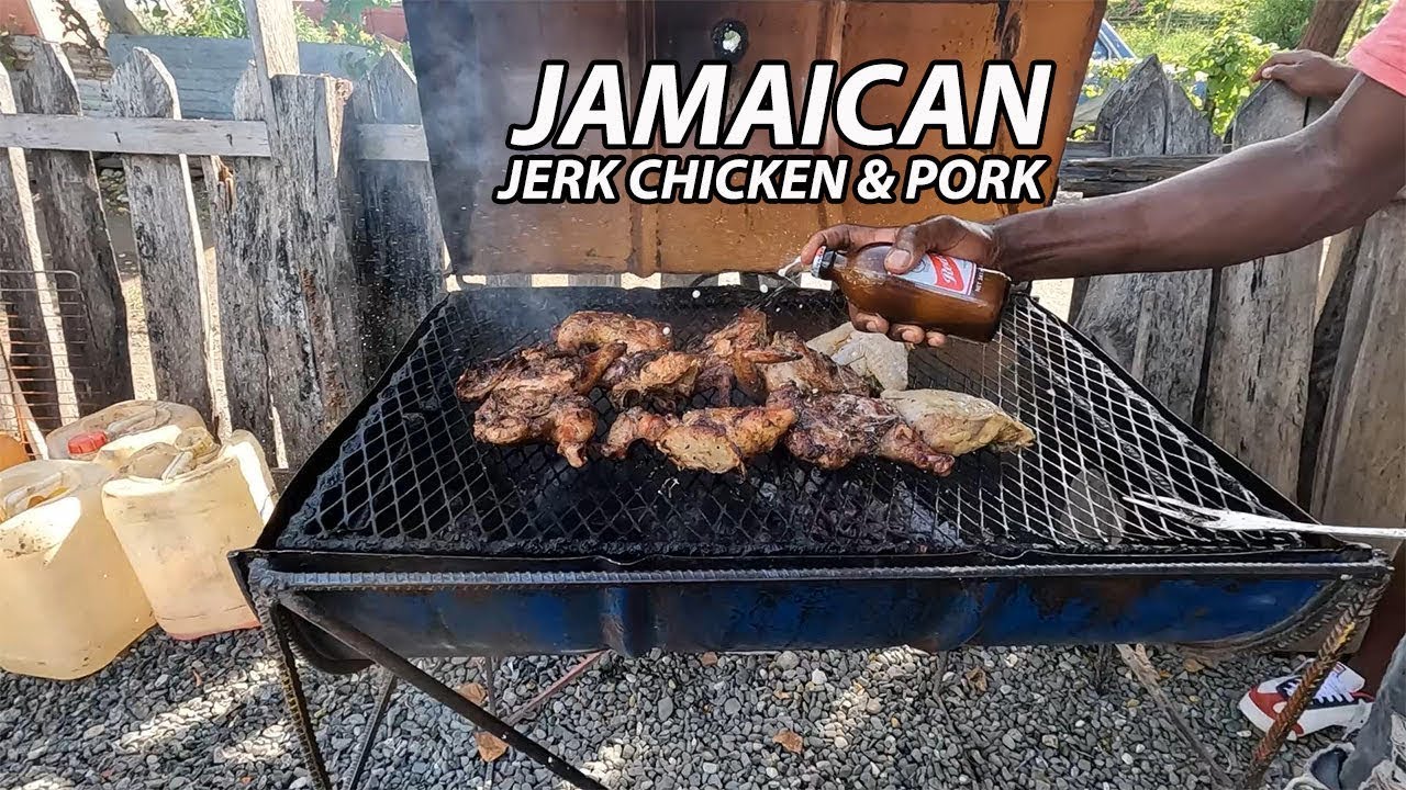 Popular Jamaican street food in the world JERK CHICKEN AND PORK !! Traditional Food Recipes