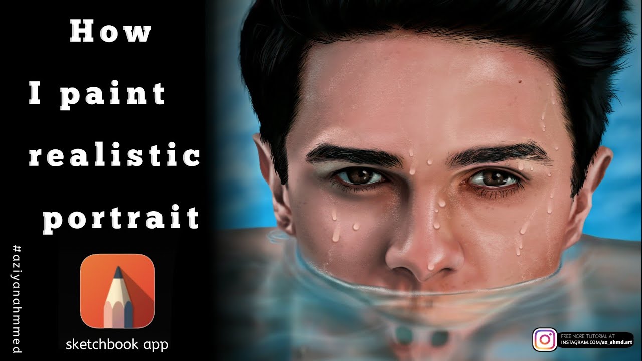 autodesksketchbook app | Realistic portrait painting process