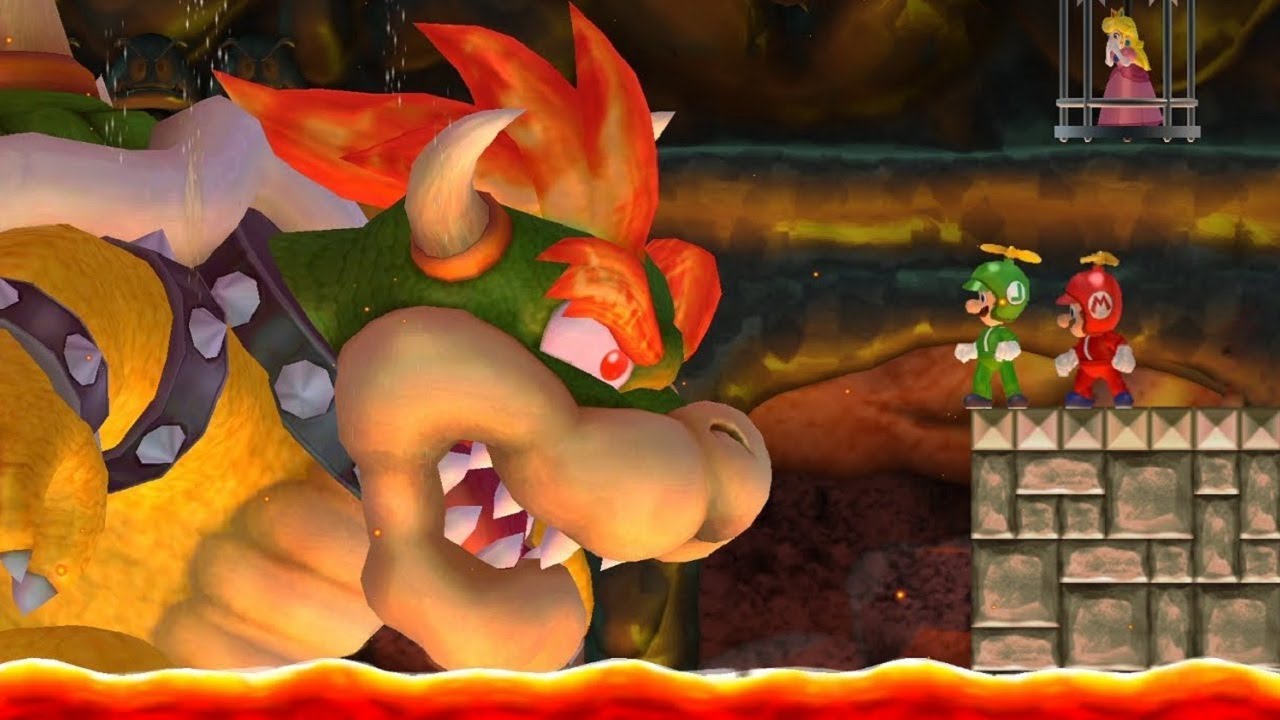 New Super Mario Bros. Wii Co-op Walkthrough - World 8 + Final Boss & Ending (All Star Coins)