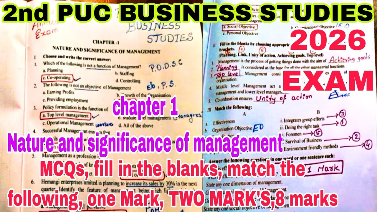 2nd PUC BUSINESS STUDIES 2025-26 EXAM COMPLETE SYLLABUS WITH ANSWERS 🔥 CHAPTER 1 🔥