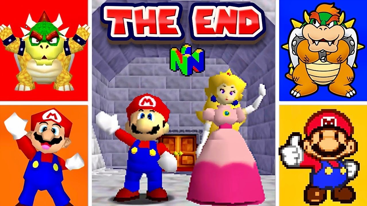 All Mario Nintendo 64 ENDINGS - 4K
