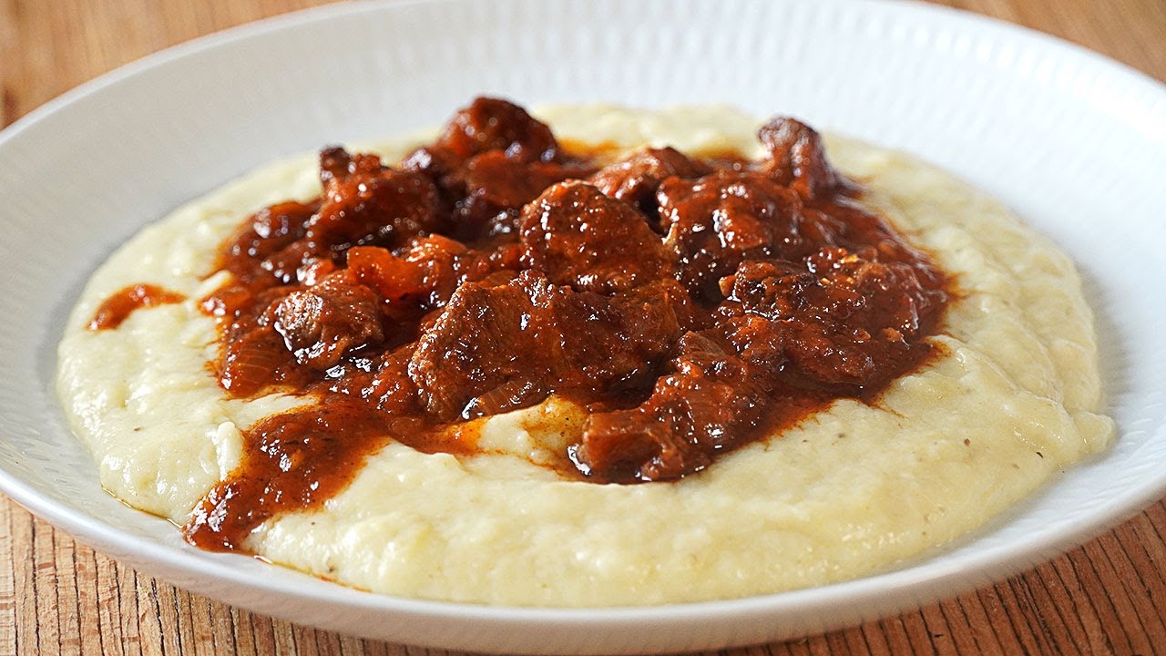 CARNE GUISADA CON PUR&Eacute; DE BERENJENAS. UNA COMIDA MUY RICA SALUDABLE Y ECON&Oacute;MICA