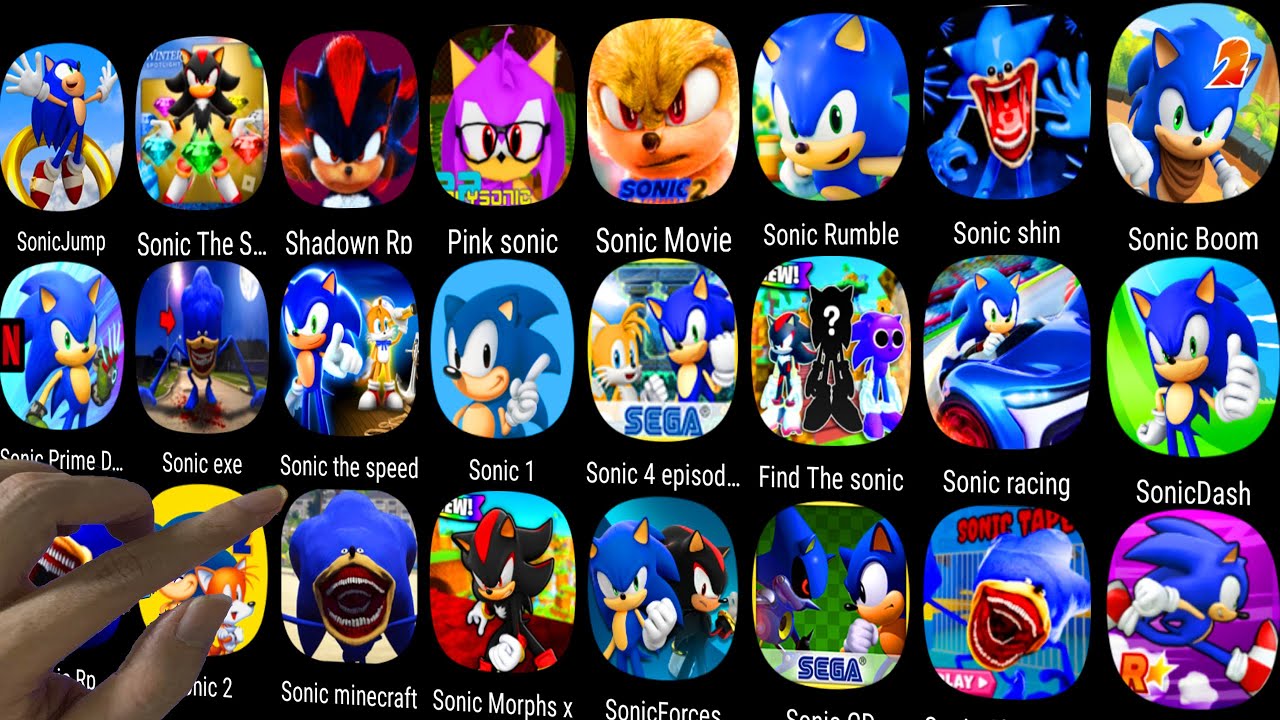 Sonic Racing,Shin Sonic Tapes,Sprunki Prison,Sonic Dash,Sonic Forces,Sonic 2,Sonic the Hedgehog 4...