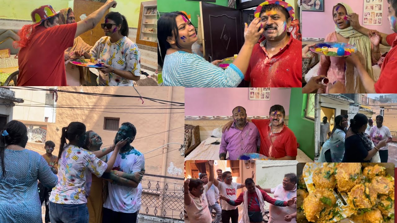 holi Celebration At home 🩷❤️🧡💛💚💙🩵💜 @3titliyaan🦋🧿