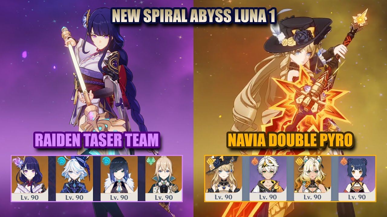 NEW Spiral Abyss Luna 1 | Raiden Taser & Navia Double Pyro | Genshin Impact