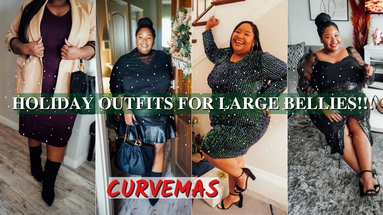 CURVEMAS 🎄 HOLIDAY & NYE OUTFIT IDEAS FOR WOMEN WITH LARGE BELLIES | PLUS SIZE | FROM HEAD TO CURVE