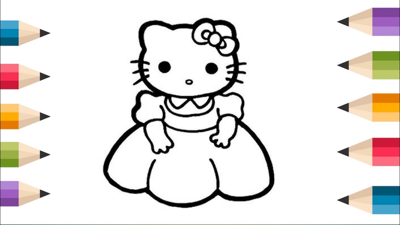 Cute Hello Kitty Drawing, Painting and Coloring For Kids and Toddlers_ Easy Drawing 🎨🎨😆☺️