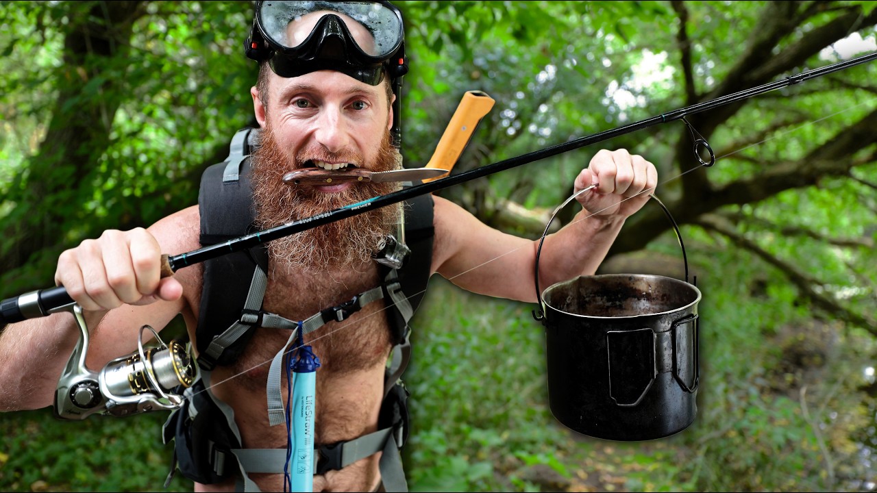 3-Days Bushcraft Camping Challenge in Canada - Eating Only What We Catch