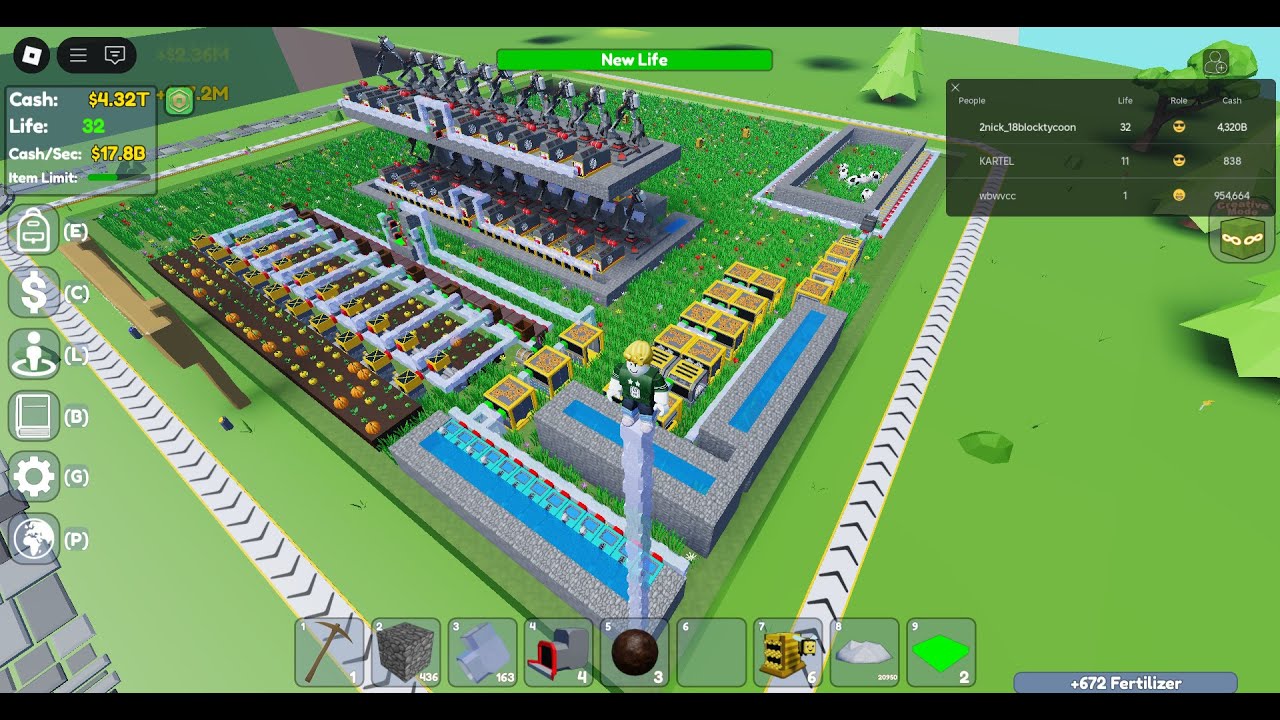FunzPlayz! - Multi (Farm)! [Life:32] P1 + [F2P + Road To Leaderboard] in Roblox : Block Tycoon ⛏️