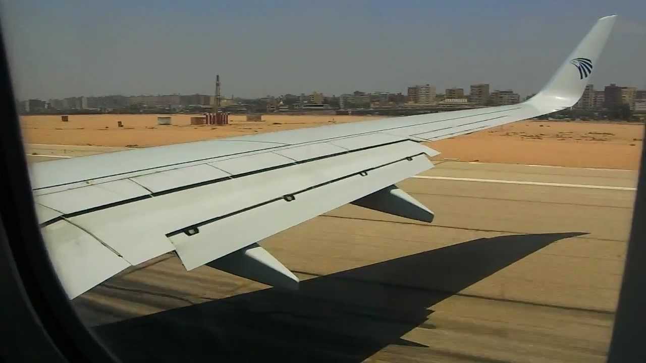 Egypt Air 737-800 take off from Cairo international air port to Munich air port.AVI