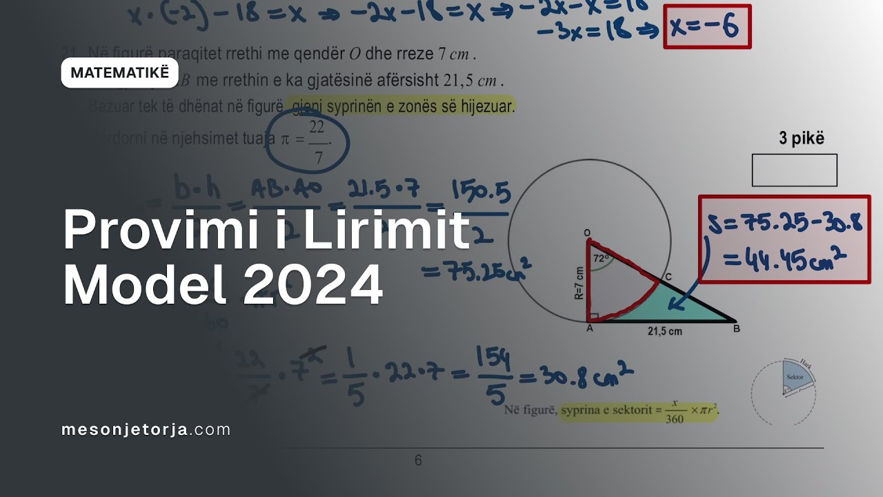 Zgjidhje e Provimit Model të Lirimit 2024 | Mini Matura | Përgatitje për Provim | Matematikë