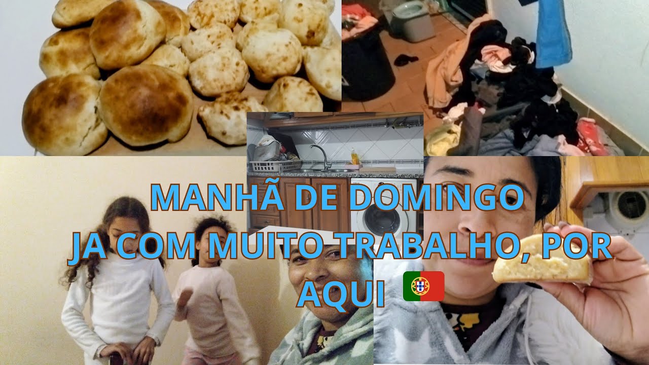 Rotina 6 da manhã de domingo, fiz pão caseiro ,pão de queijo ,lavei roupa tudo hoje, acompanha 🇵🇹