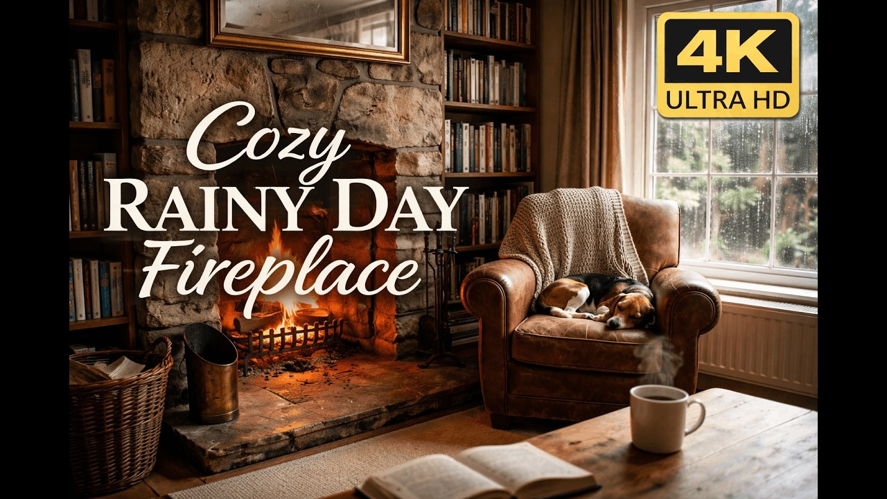Crackling Fireplace & Relaxing Jazz | Cozy Home Ambience | 4k