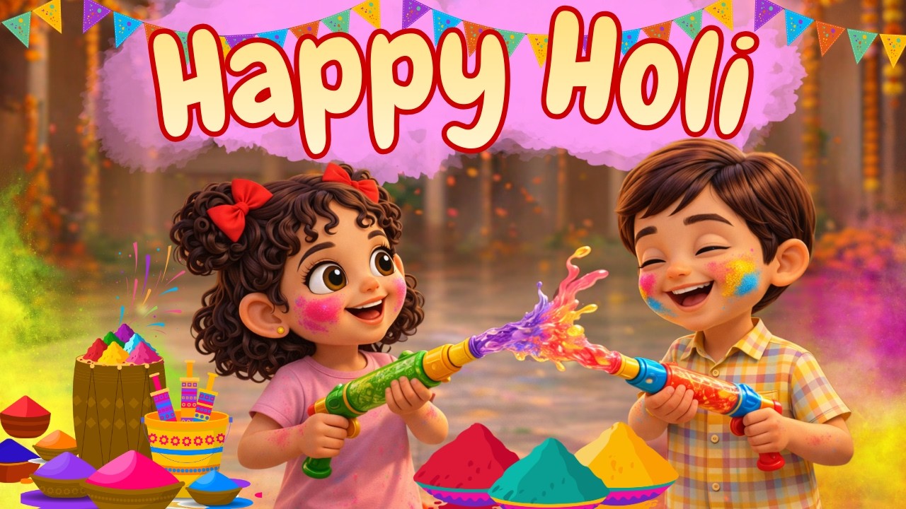 Happy Holi Song for Kids 🌸 Color Splash Party! @KHOKHOKIDSTV