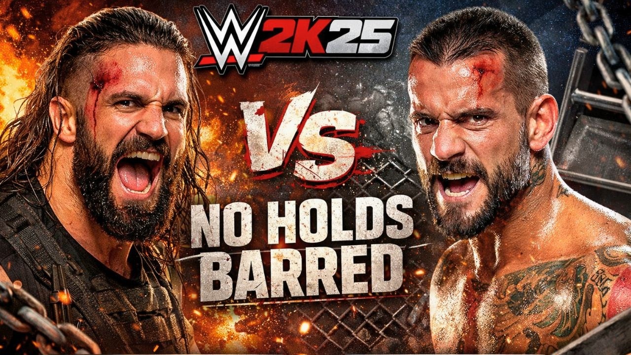 Seth Rollins vs CM Punk – WWE 2K25 FULL MATCH (No Commentary) No Holds Barred PS5 1080 60FPS 4K
