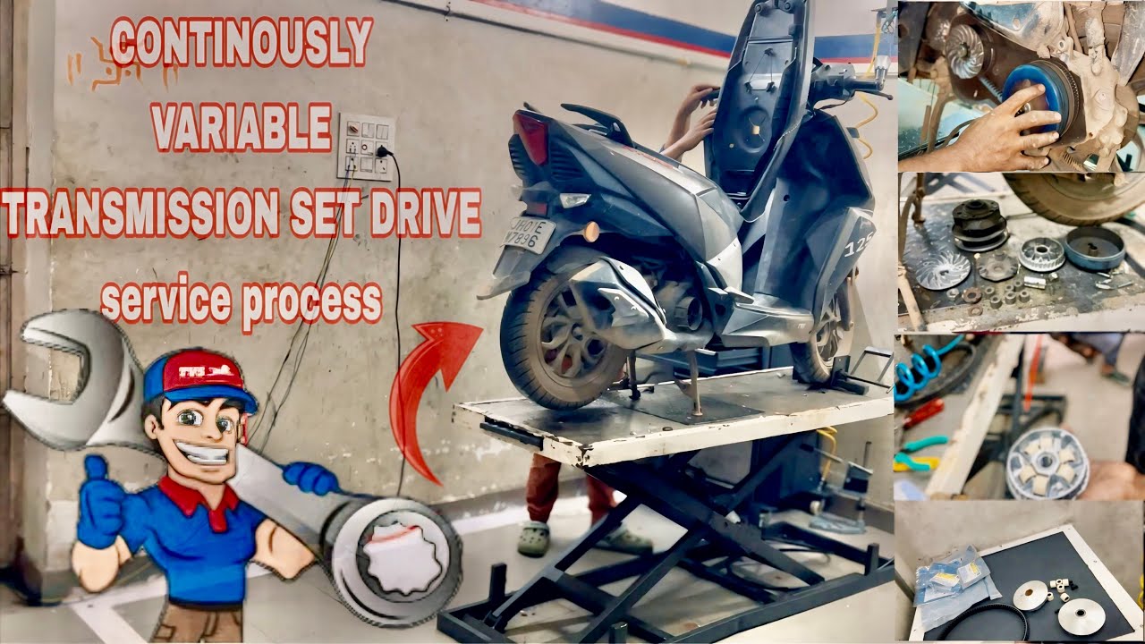 TVS NTORQ 125cc  CONTINOUSLY 🛠️VARIABLETRANSMISSION SET DRIVE SERVICE PROCESSS