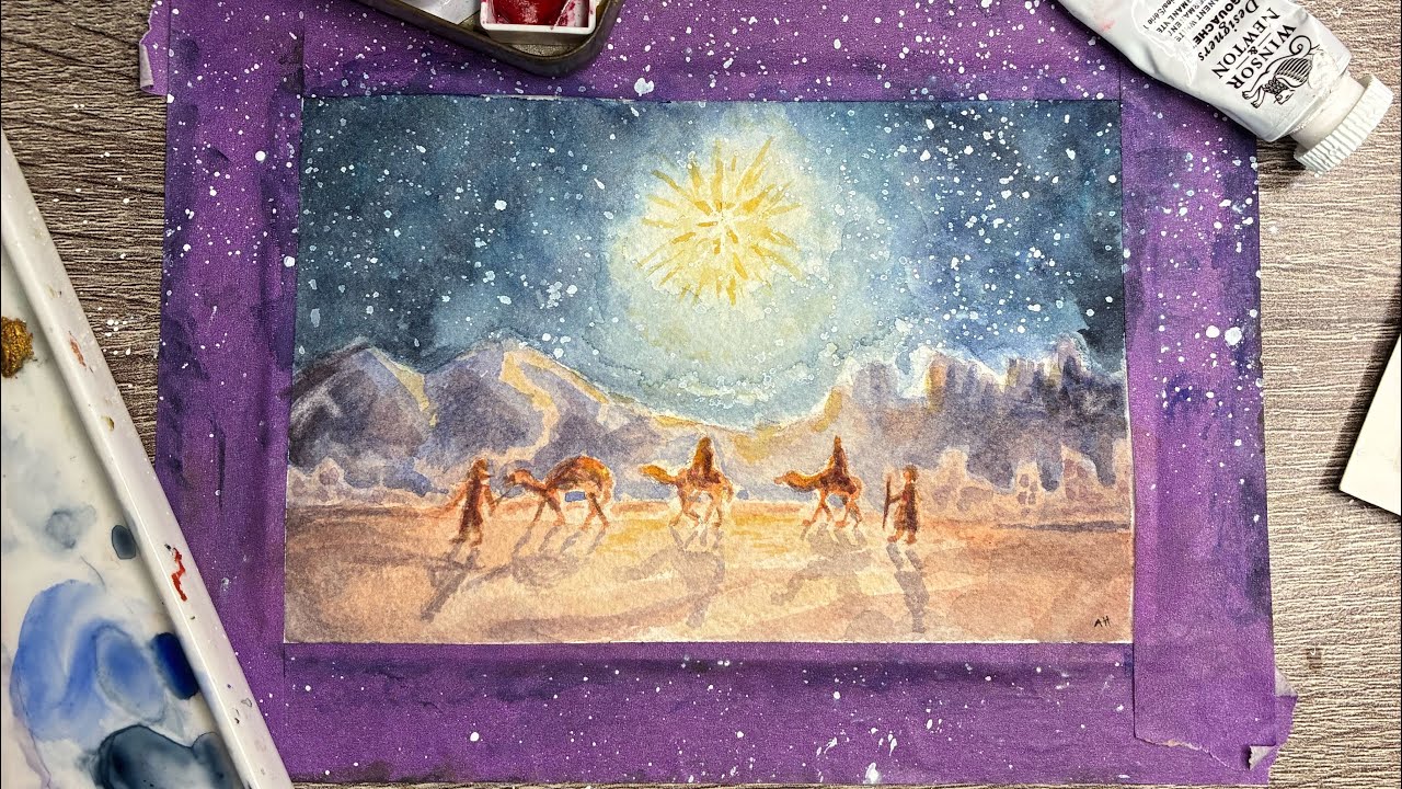 Watercolor Nativity Scene Painting Tutorial: We Three Gentlemen