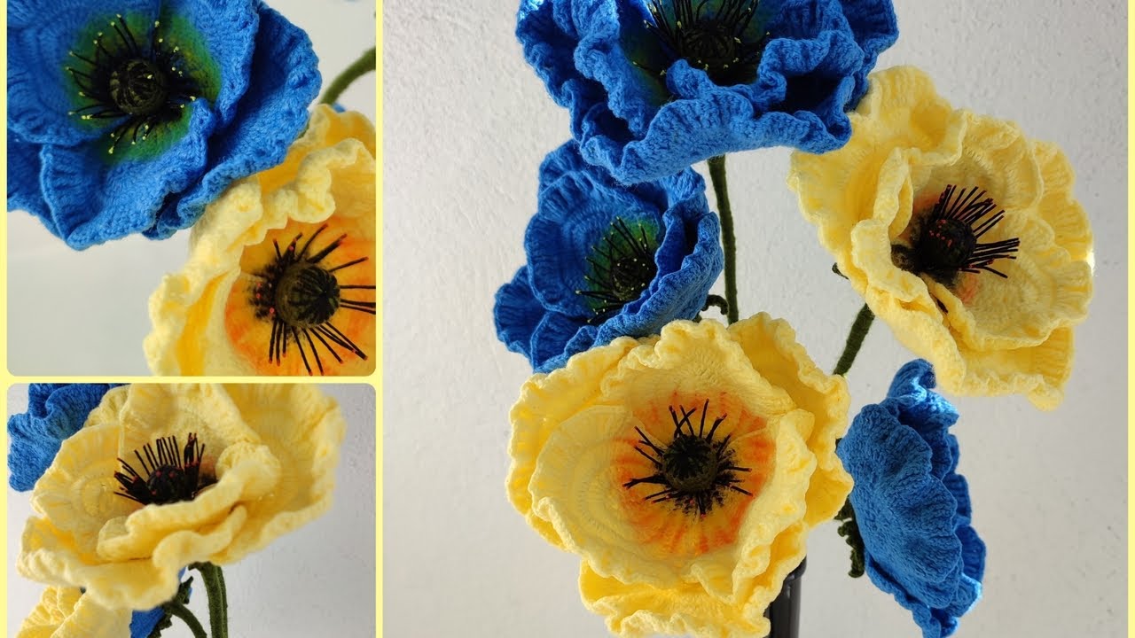 How to crochet Oriental Poppy (Ukraine Poppy) - ep. final/Cum crosetam Mac Oriental  - ep. final