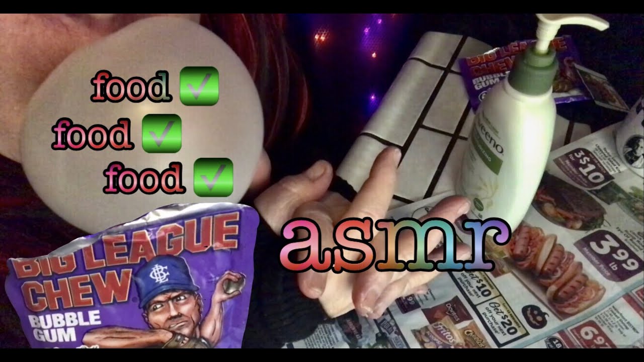 1 Hour Quiet ASMR relaxation Juicy Gum Chewing, Sorting Grocery Ads & Making my Grocery  List