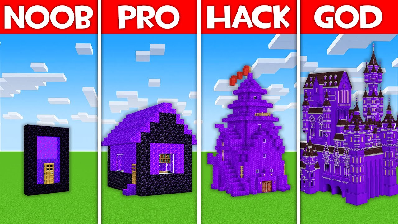 Minecraft Battle: PORTAL BASE BUILD CHALLENGE - NOOB vs PRO vs HACKER vs GOD in Minecraft!