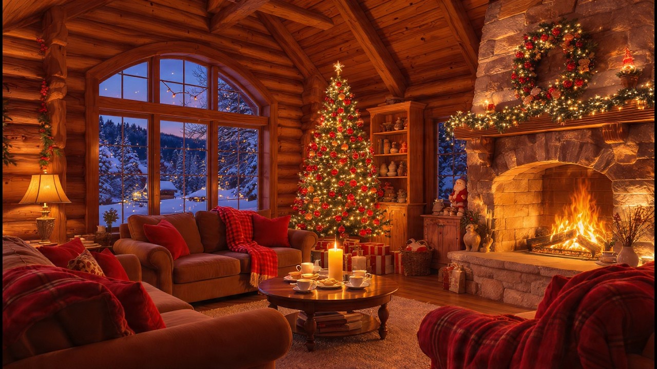 Calm Winter Fireplace with Smooth Jazz Instrumentals for Work Focus
