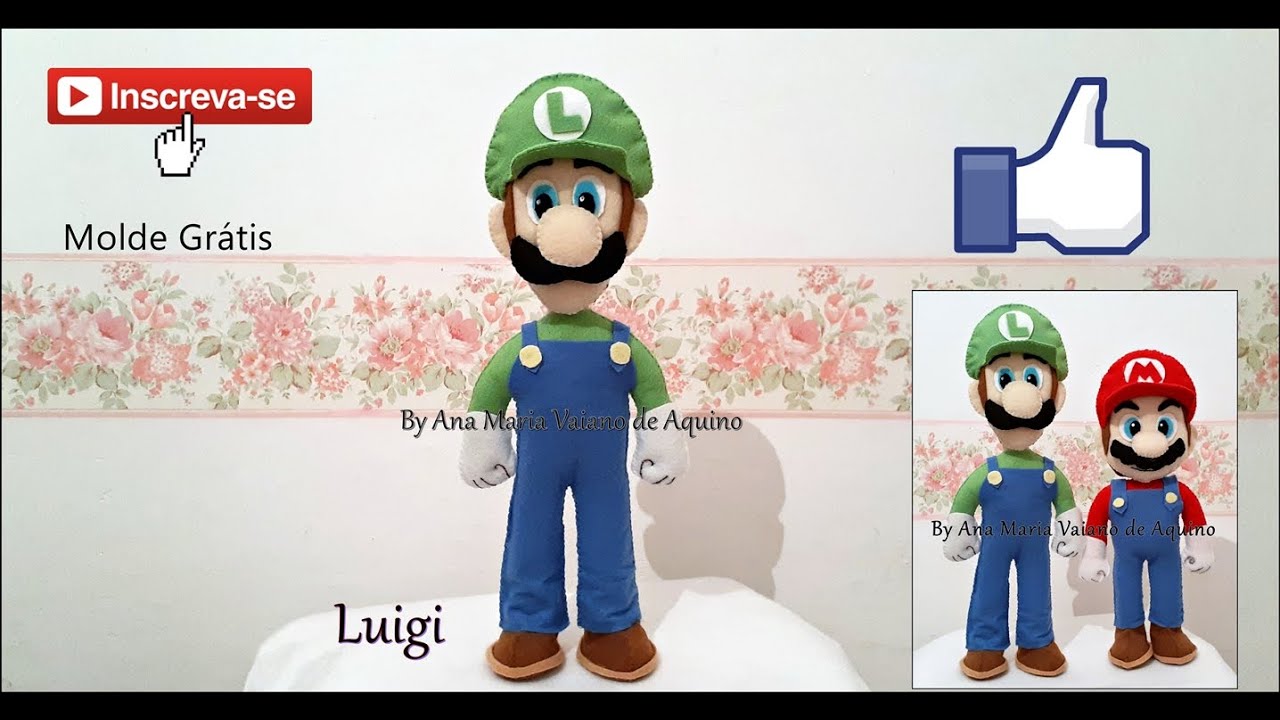 Luigi da Turma do Mário Bros em Feltro com Molde e Passo a Passo