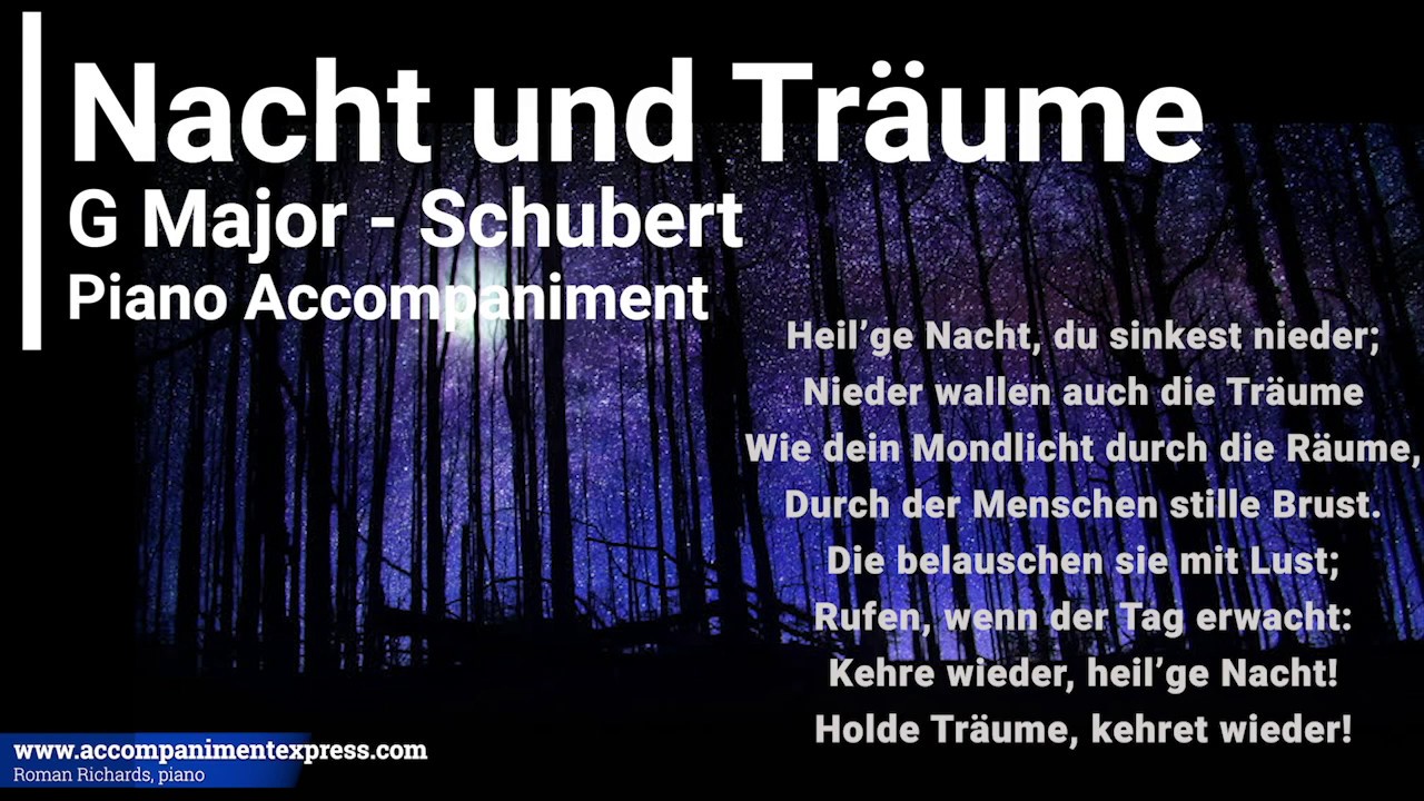 Nacht und Träume G Major Piano Accompaniment - Schubert
