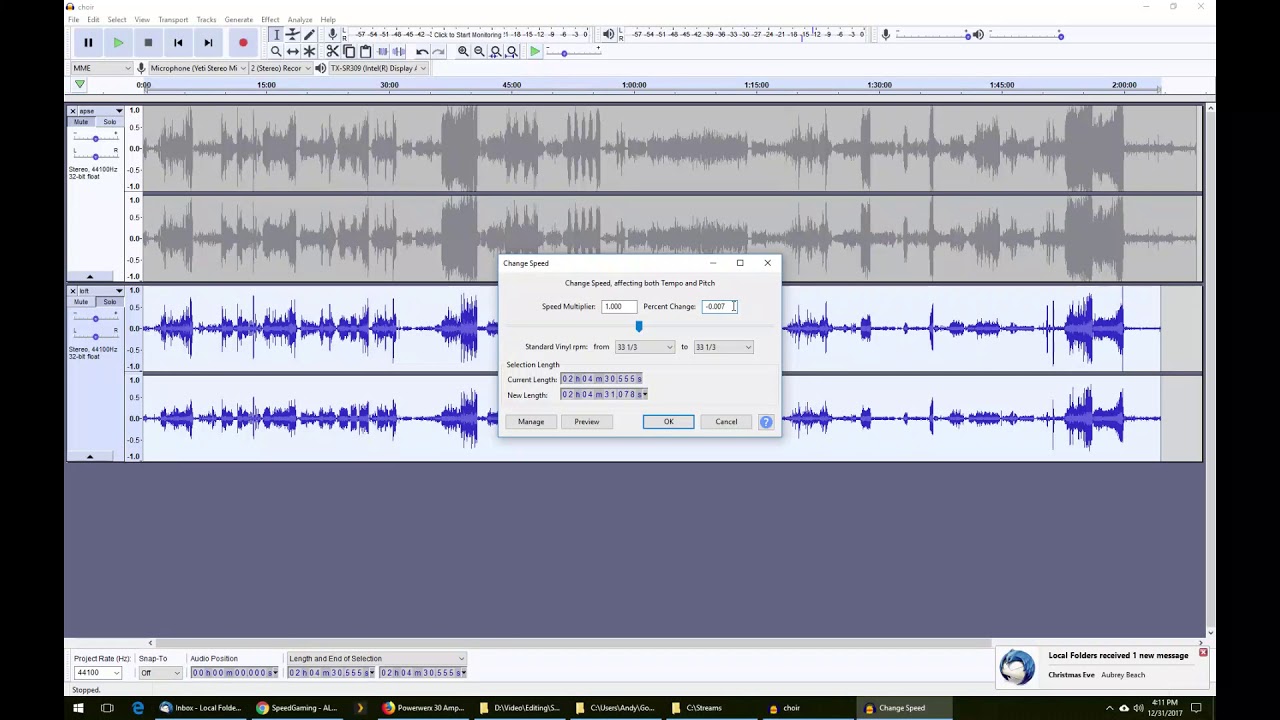 Audacity tutorial: Align and mix independently recorded choral sources