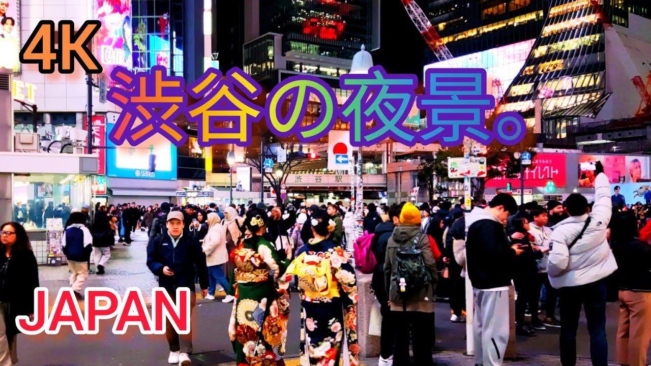 Shibuya night walking tour & sightseeing in Tokyo, Japan. 