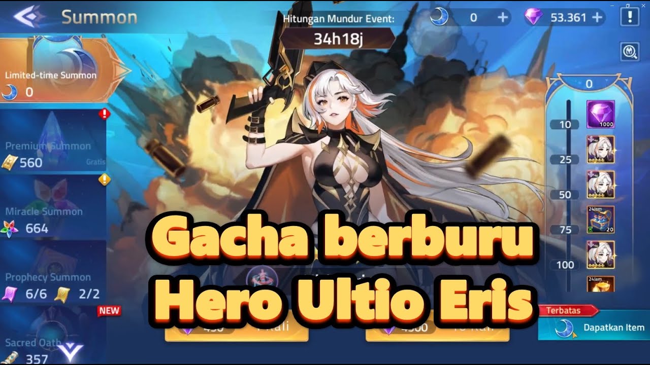 Gacha berburu hero Ultio eris - hero tinted mirage - Mobile legends adventure