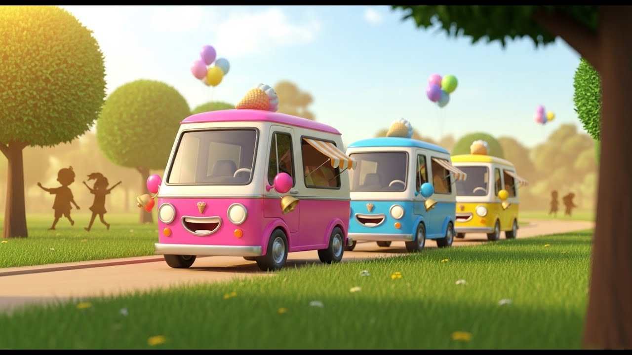 Três Pequenas Carrinhas de Gelados Fazem Jingle | Música de Verão e Números