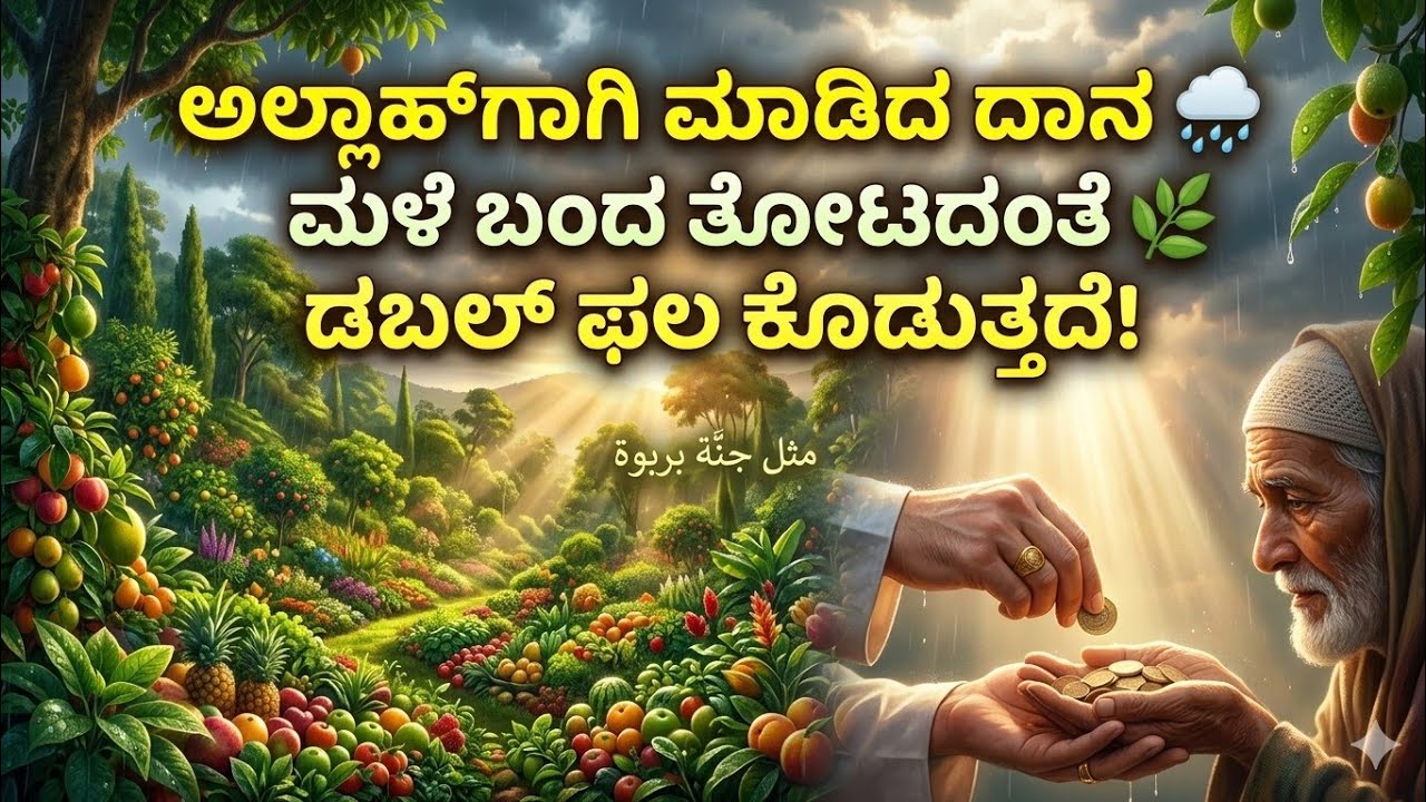 ಅಲ್ಲಾಹ್‌ಗಾಗಿ ಮಾಡಿದ ದಾನಕ್ಕೆ ಡಬಲ್ ಫಲ! | ಕುರ್‌ಆನ್ ಮಹಾ ಸಂದೇಶ 2:265  ಮಳೆ ಬಂದ ತೋಟದಂತೆ ಫಲ ನೀಡುತ್ತದೆ #quran
