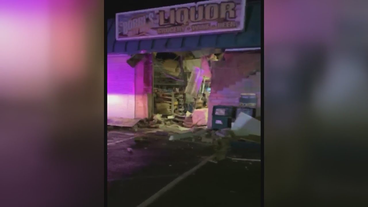 Stolen water tanker crashes through store