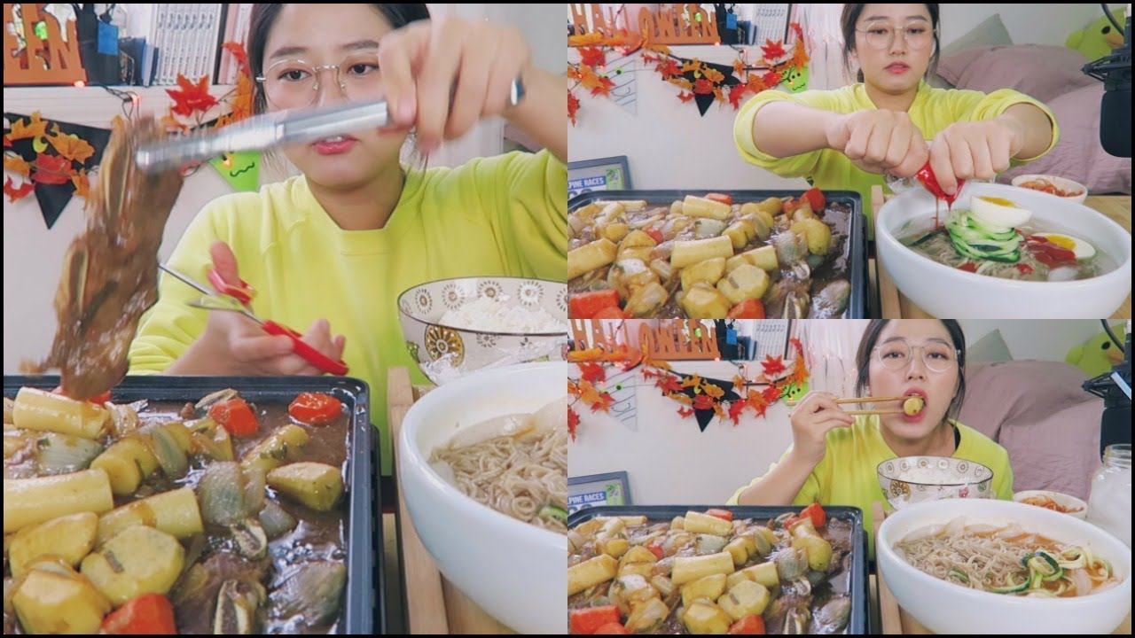 Korean Braised LA Galbi(short ribs) Recipe Mukbang + Cold Chewy Noodles