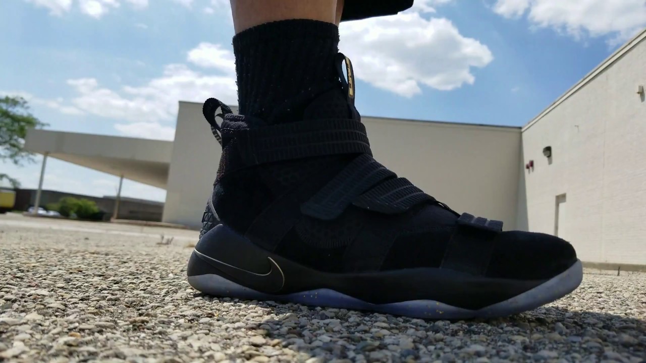 LeBron soldier 11 blk and gold sfg  on feet review pt2.