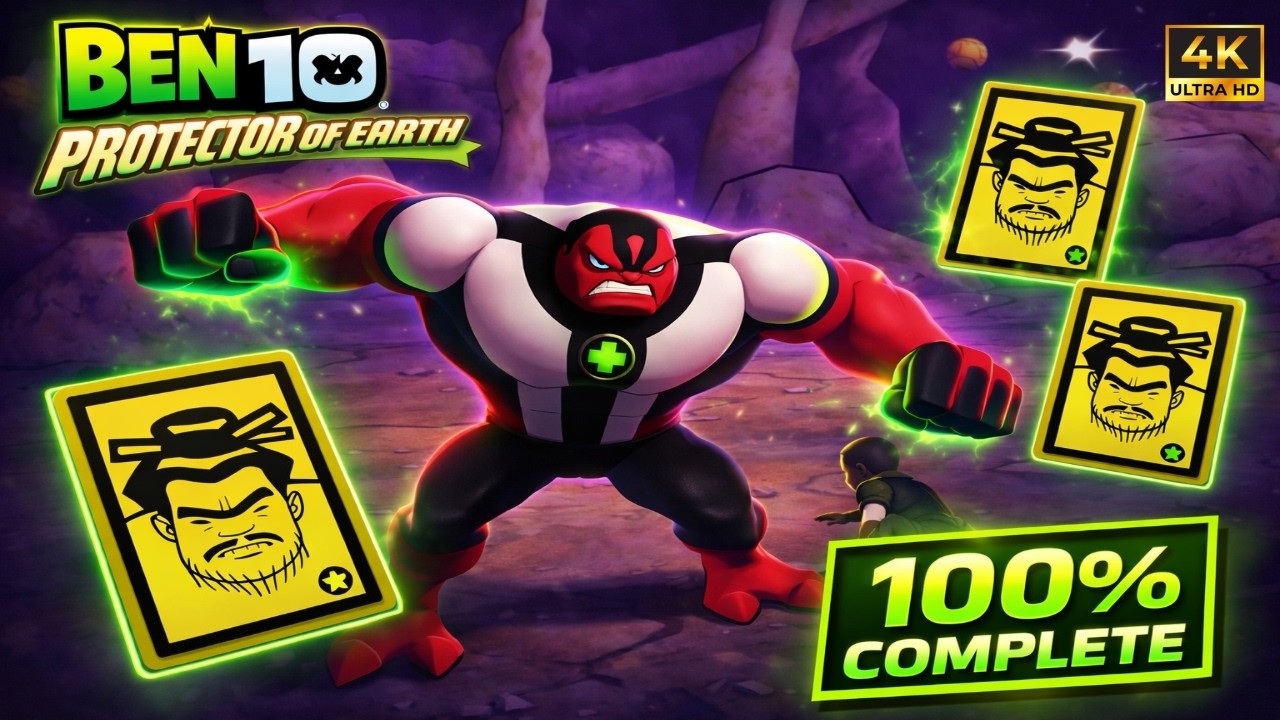Ben 10 Protector of Earth 100% Walkthrough (All Cards + Bonus Level) 4K60FPS