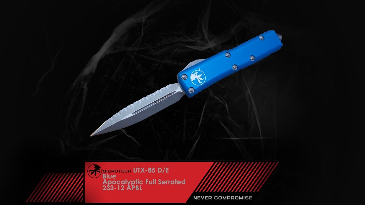 MICROTECH UTX-85 D/E Blue Apocalyptic Full Serrated 232-12 APBL