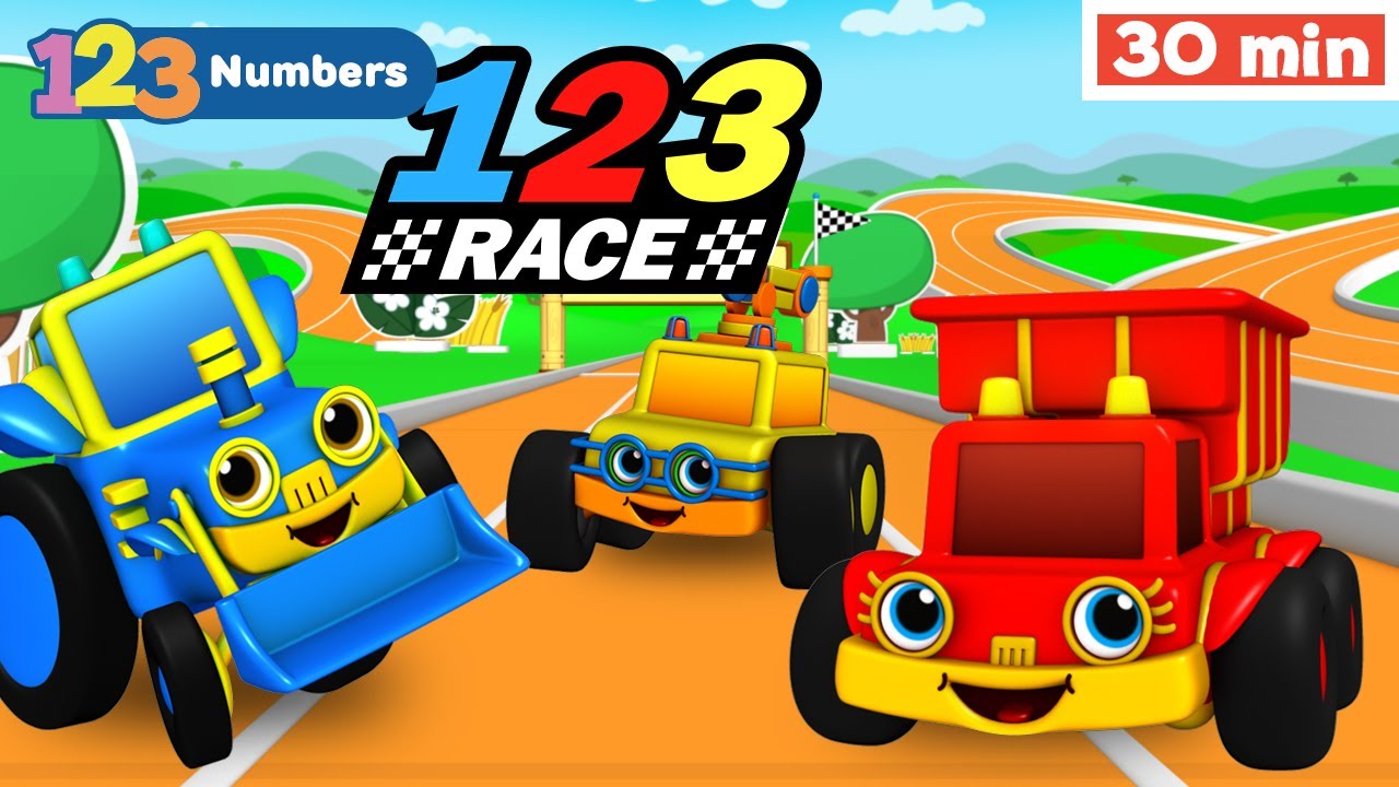 123 RACE! - New Show | Learn numbers for kids | Numbers Song | Counting 1 to 10 | Vehicles for Kids