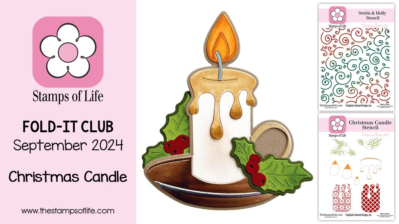 The Stamps of Life September Fold-it Club: Christmas Candle Fold-it Dies & Stencils