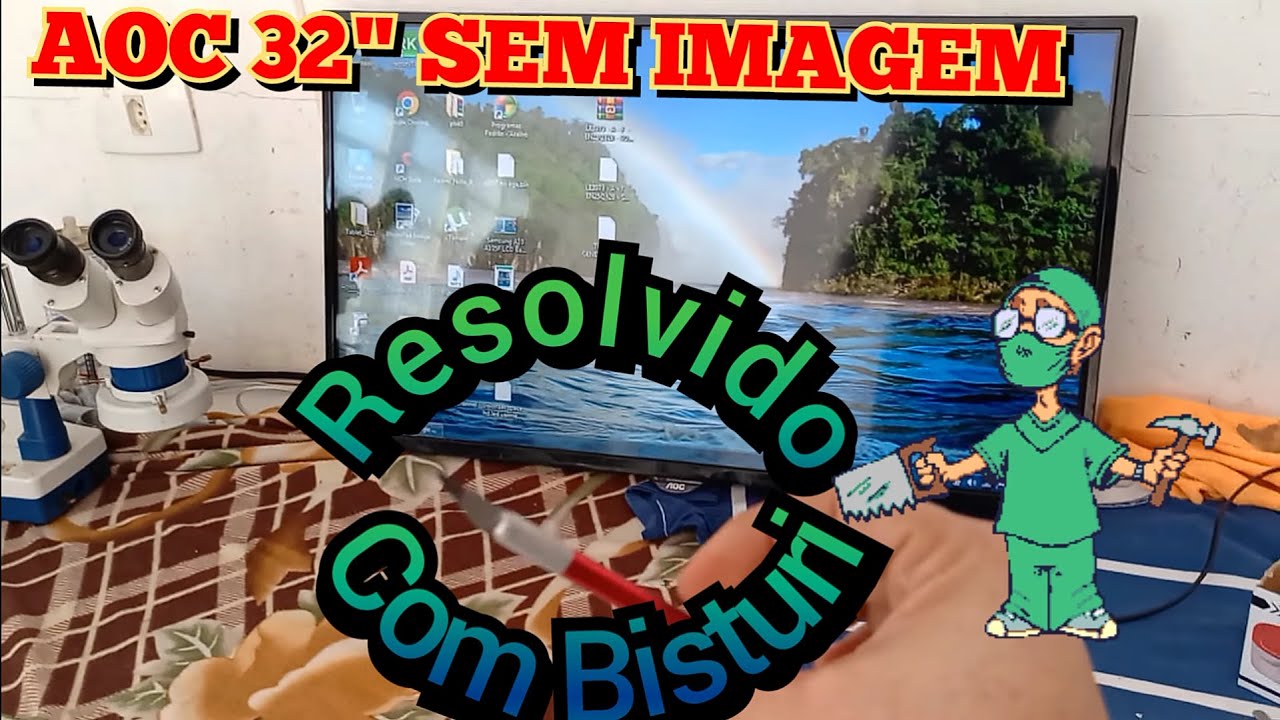 Tv AOC 32 polegadas (LE32S5970) liga sem imagem .. tela acende azul bem fraquinho, resolvido ✂️