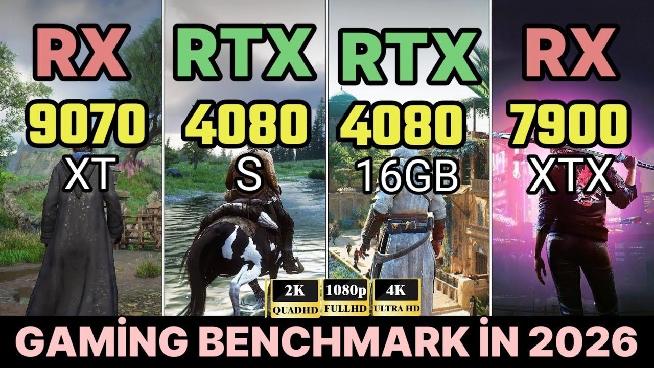 RX 9070XT VS RTX 4080 VS RTX 4080 SUPER VS RX 7900XTX FHD+ 2K + 4K GAMING TEST DLSS4 VS FSR4 