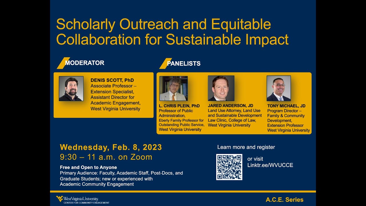 WVU ACE Series: Scholarly Outreach and Equitable Collaboration for Sustainable Impact, Feb. 8, 2023