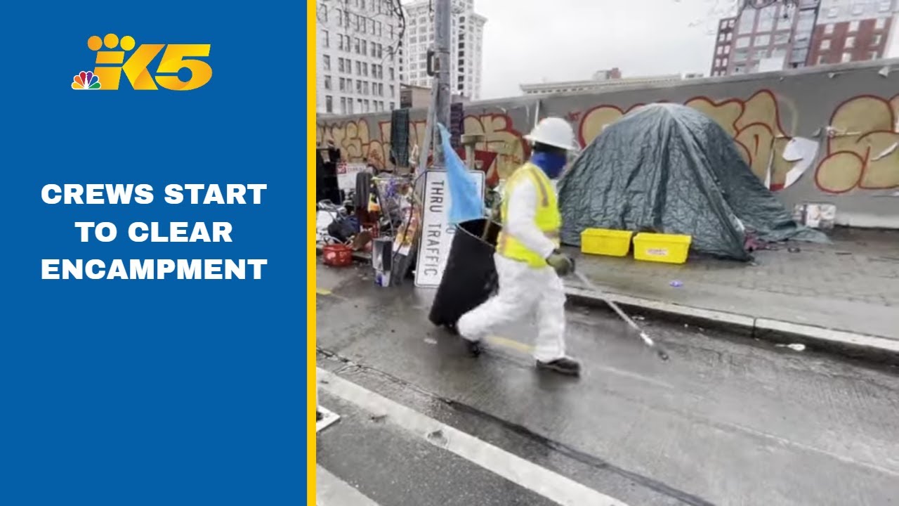 Crews begin clearing tents from Seattle's sidewalks