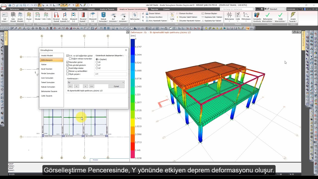 ideCAD Statik | Analiz Sonuçlarını Gözden Geçirin - ideCAD Yapı Bilgi Modellemesi