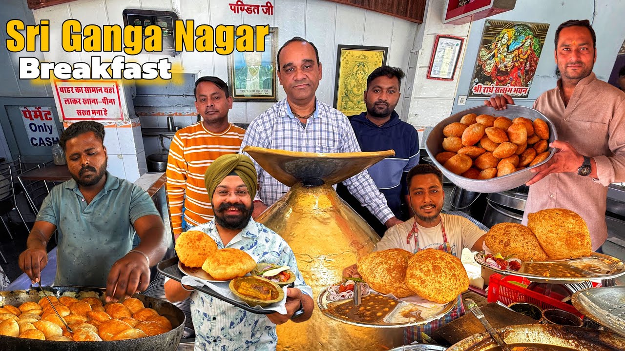 Sri Ganganagar Breakfast Food Tour |Indian Street food| Kachori , Chole Kulche , Chole Bathure