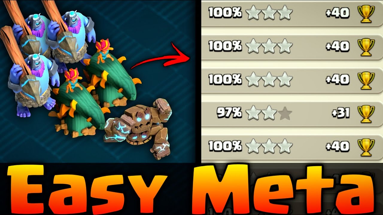 Triple Ground Threat | Rc Charge Without Fireball Attack Strategy with Meteor Golem attack Strategy